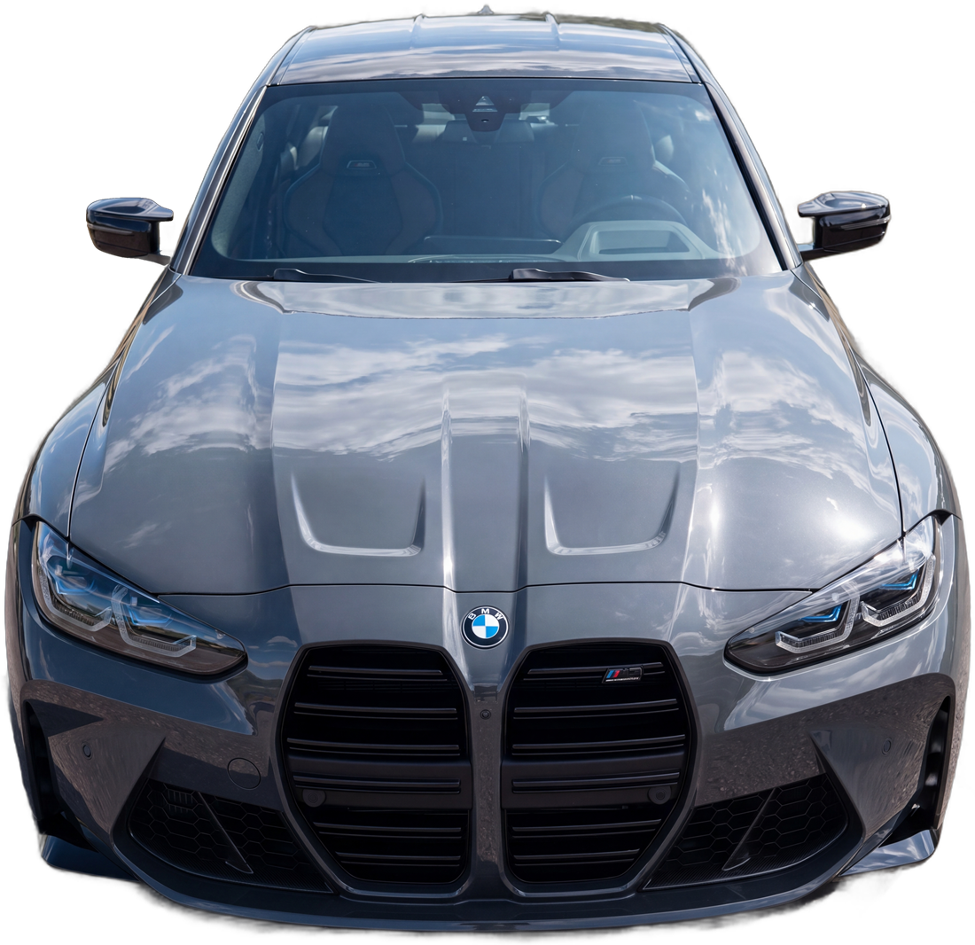 Freshly detailed gray BMW M3 front end