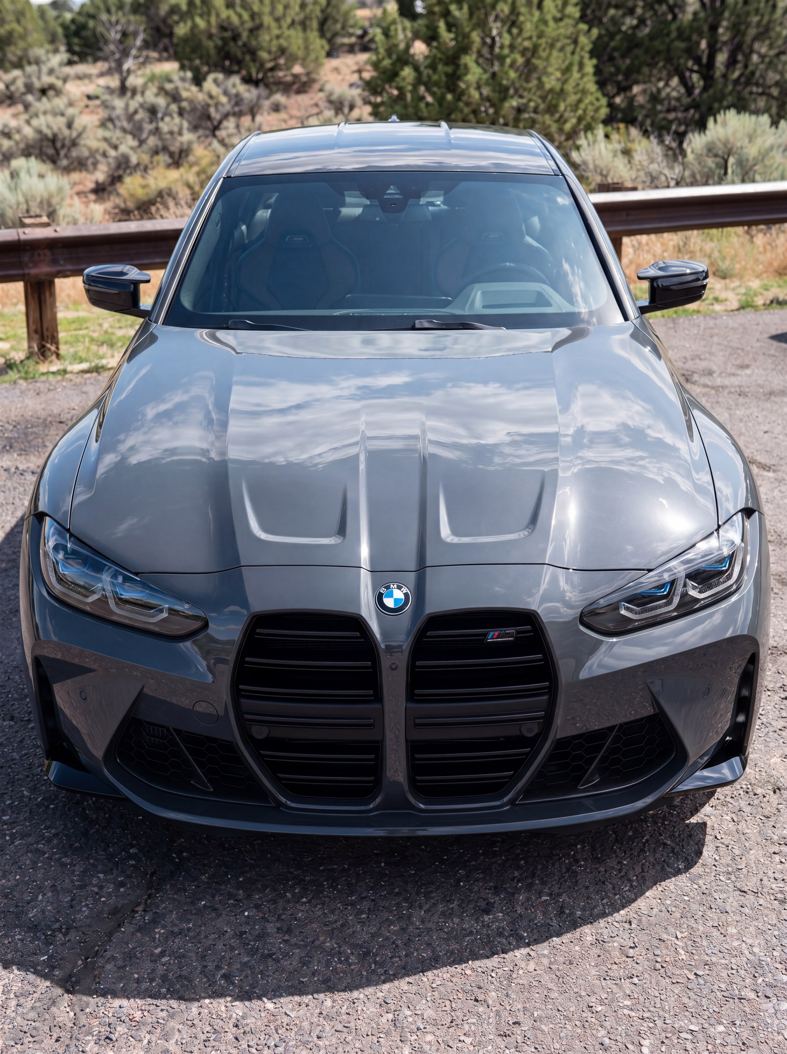 Glossy gray BMW M3 paint after an exterior detail